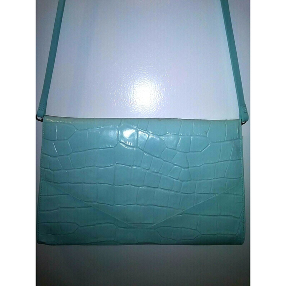 Vintage Women's Borsetta Milano Leather Blue Shoulder Bag Crossbody Luxury Purse - Picture 2 of 4